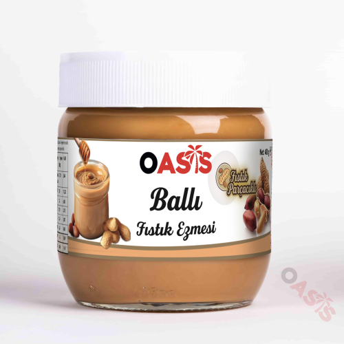 Fıstık Parçalı Ballı Hurmalı ve Pekmezli Fıstık Ezmesi